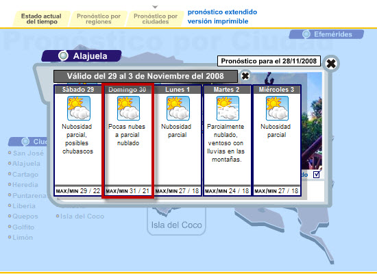 Pronostico para el Domingo