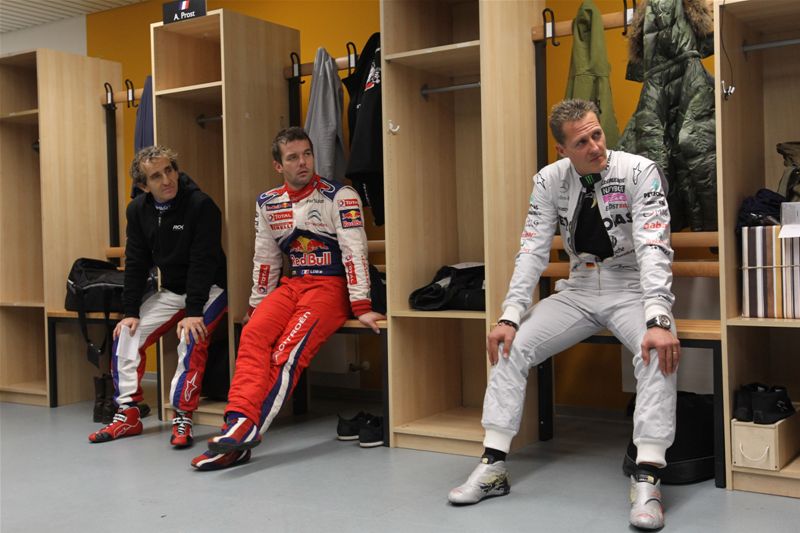 Alain Prost with Sébastien Loeb and Michael Schuma.jpg