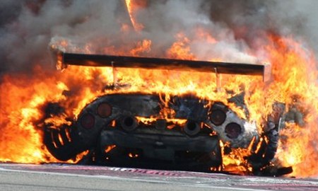 Speedy Spyker C8 Spyder GT2R on fire 2.jpg